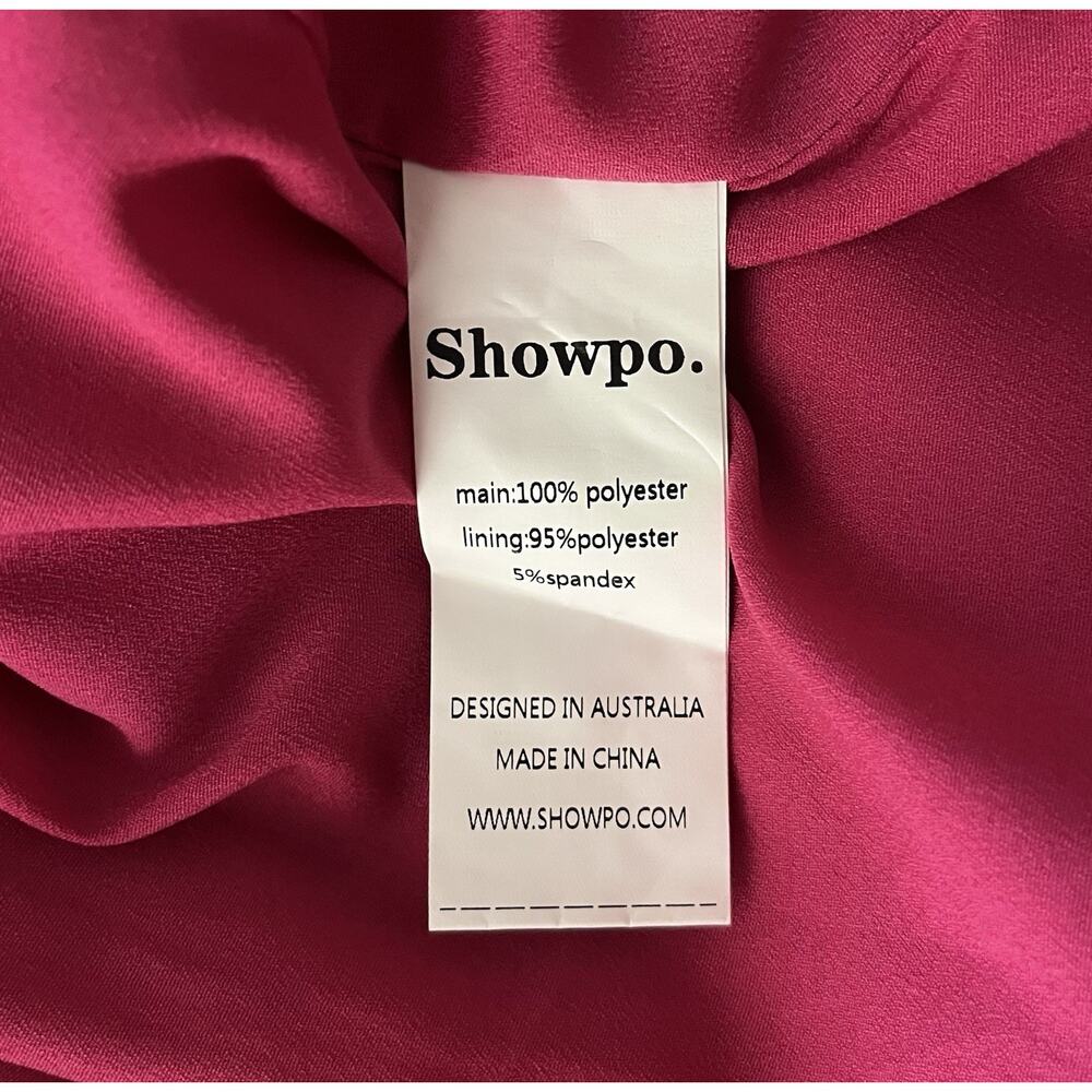 Showpo Jilliane Maxi Dress Ruched Thigh Slit Fuschia Frenzy Coquette Size 4 NWOT - Picture 9 of 9